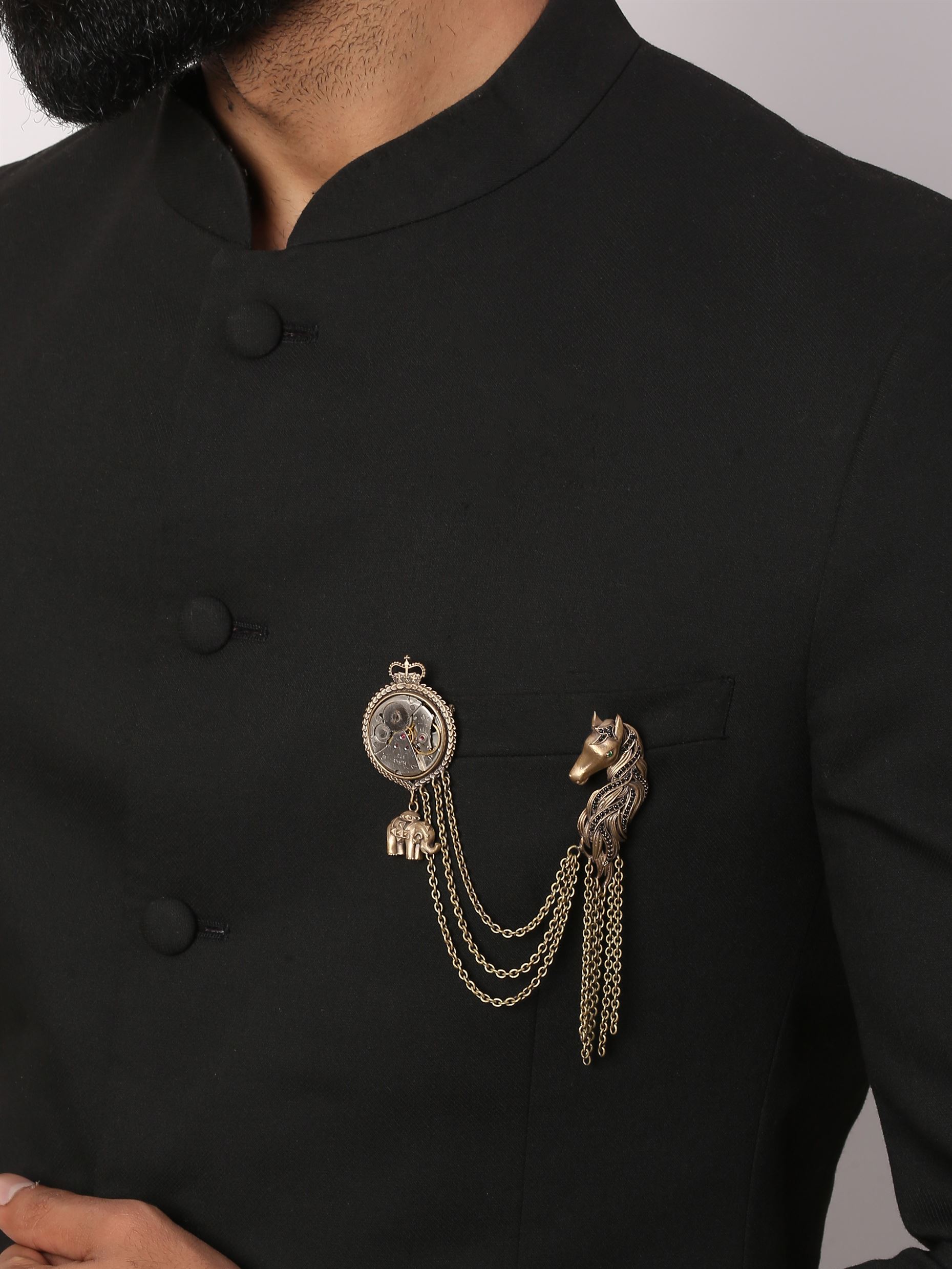 Buy THANU'S CRAFT Hanging Golden Crystal Stone Groom Lapel Pin Suit Kurta  Blazer Sherwani Brooch For Men at Amazon.in